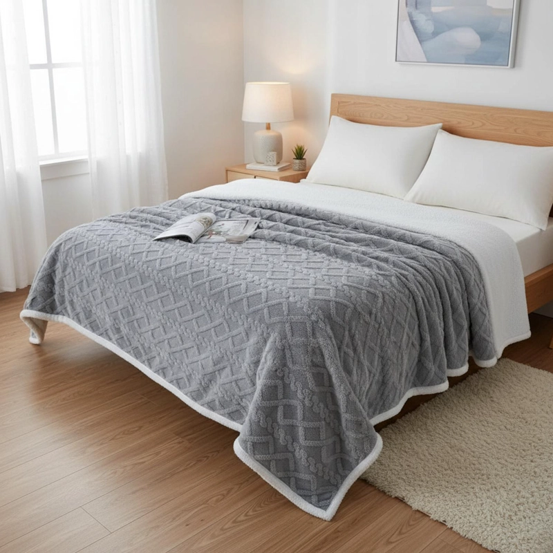 FRAZADA CON CHIPORRO POLAR 1.5 PLAZAS MEDIDA 150X200CM TAMAÑO 1,5 PLAZAS GRIS - 1