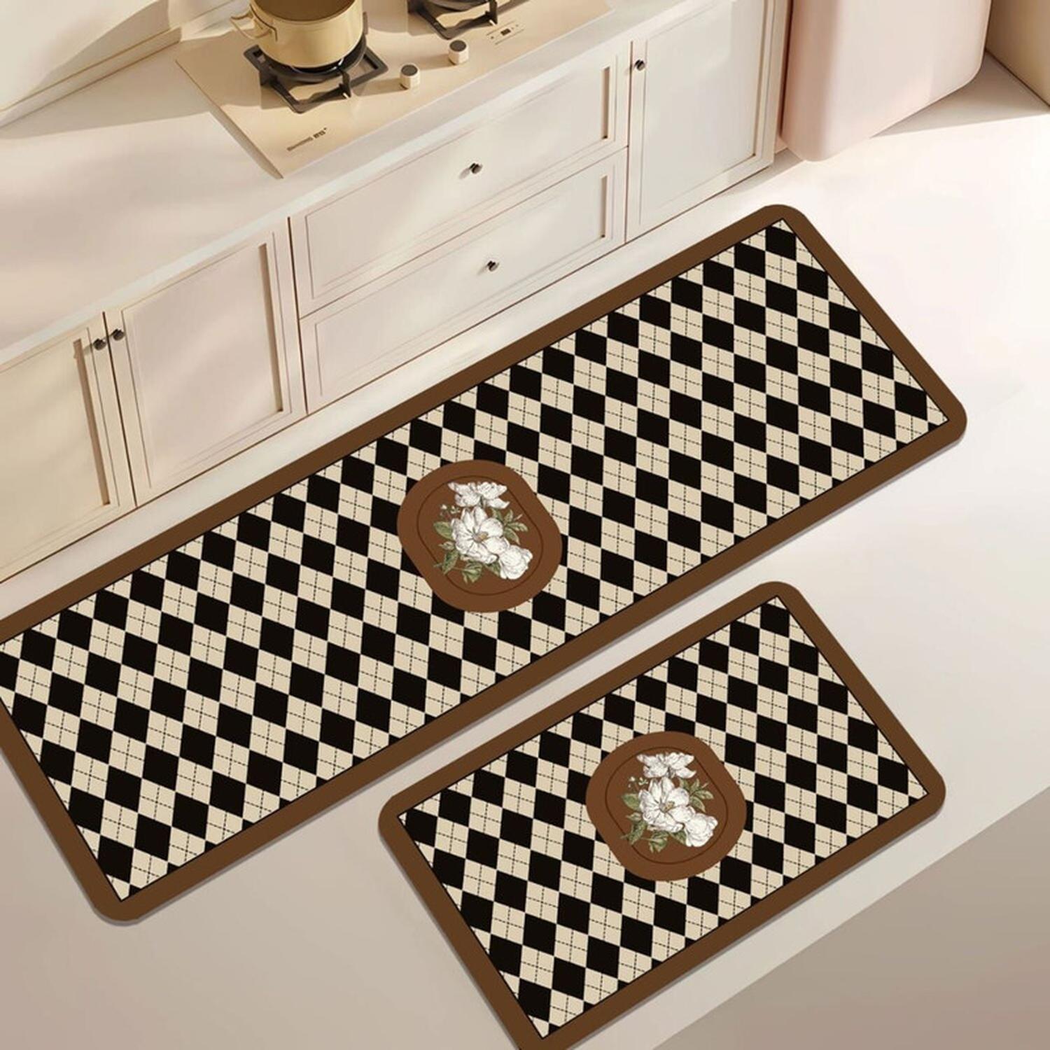 SET 2 ALFOMBRA DE GOMA PARA COCINA PISO ANTIDESLIZANTE LISO - 1