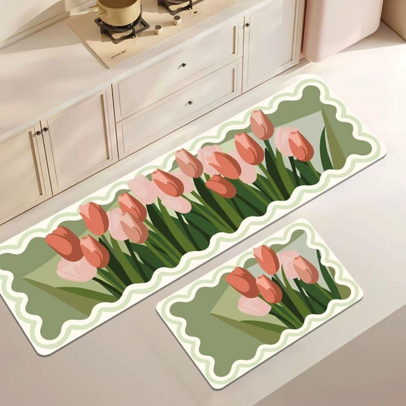 SET 2 ALFOMBRA DE GOMA PARA COCINA PISO ANTIDESLIZANTE LISO - 1