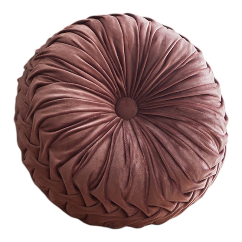 COJIN REDONDO DE TERCIOPELO DECORATIVO ELEGANTE 37CM PALO ROSA - 1