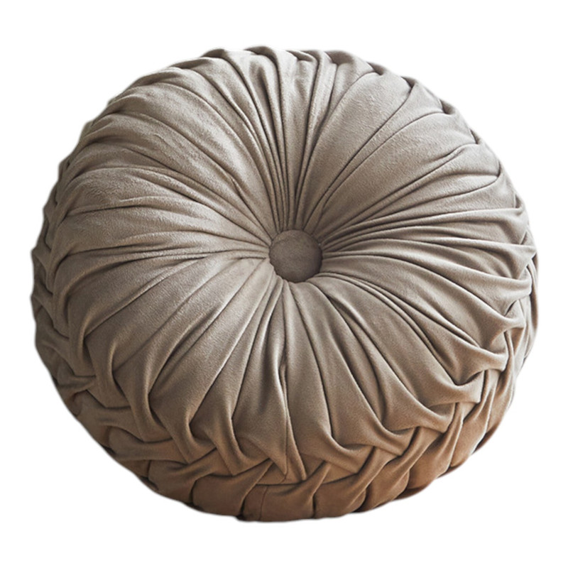 COJIN REDONDO DE TERCIOPELO DECORATIVO ELEGANTE 37CM GRIS - 1