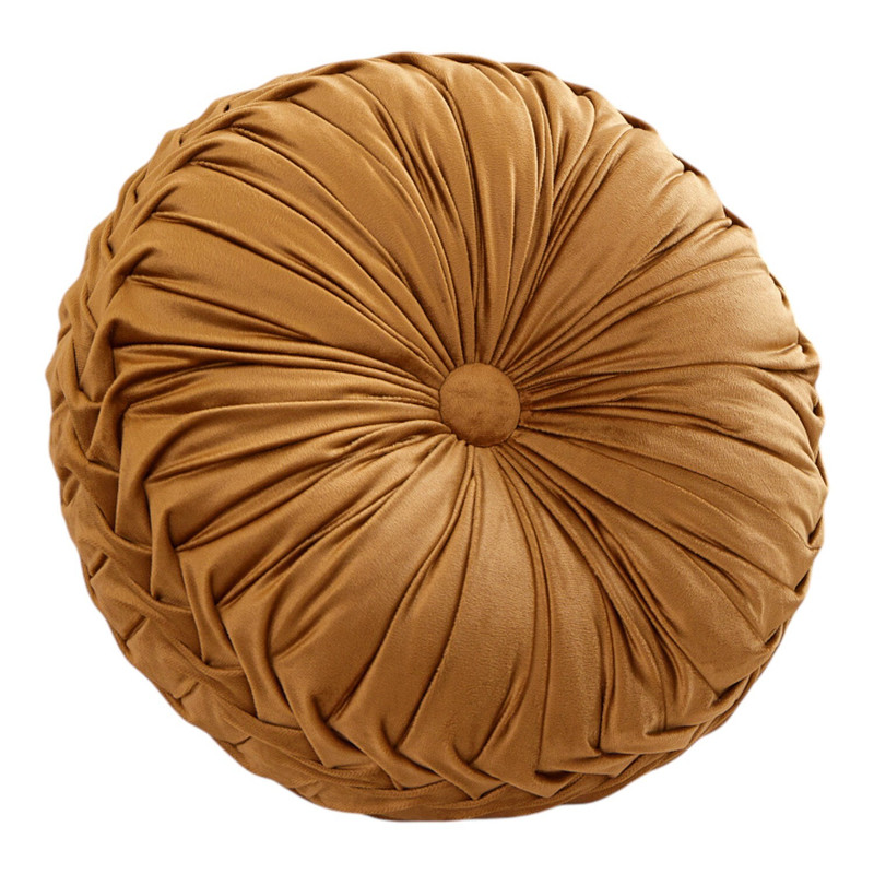 COJIN REDONDO DE TERCIOPELO DECORATIVO ELEGANTE 37CM NARANJA - 1
