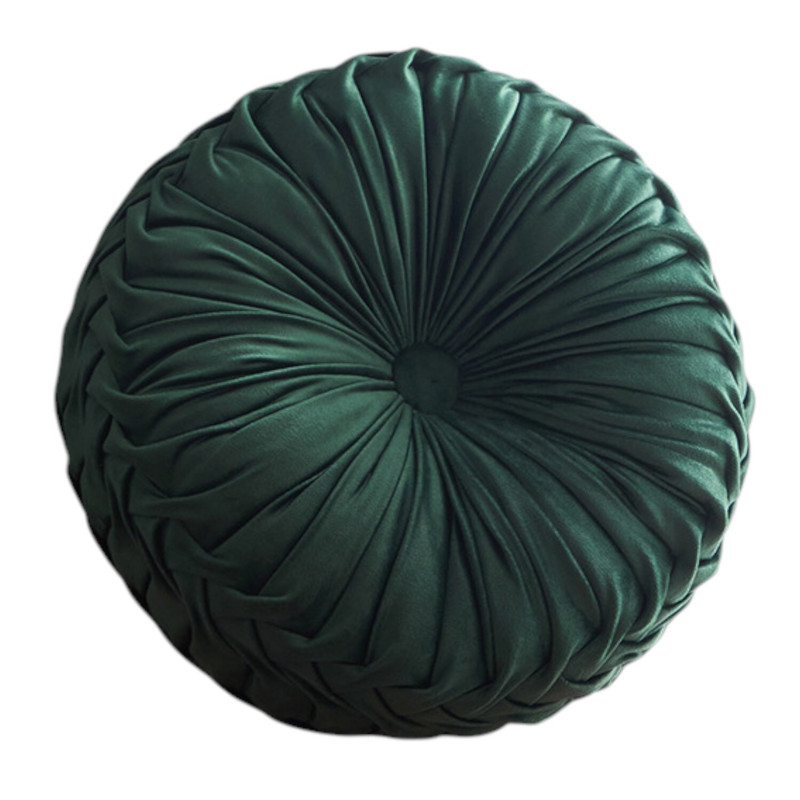 COJIN REDONDO DE TERCIOPELO DECORATIVO ELEGANTE 37CM VERDE - 1