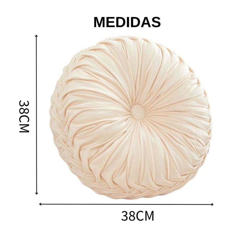 COJIN REDONDO DE TERCIOPELO DECORATIVO ELEGANTE 37CM VERDE - 2