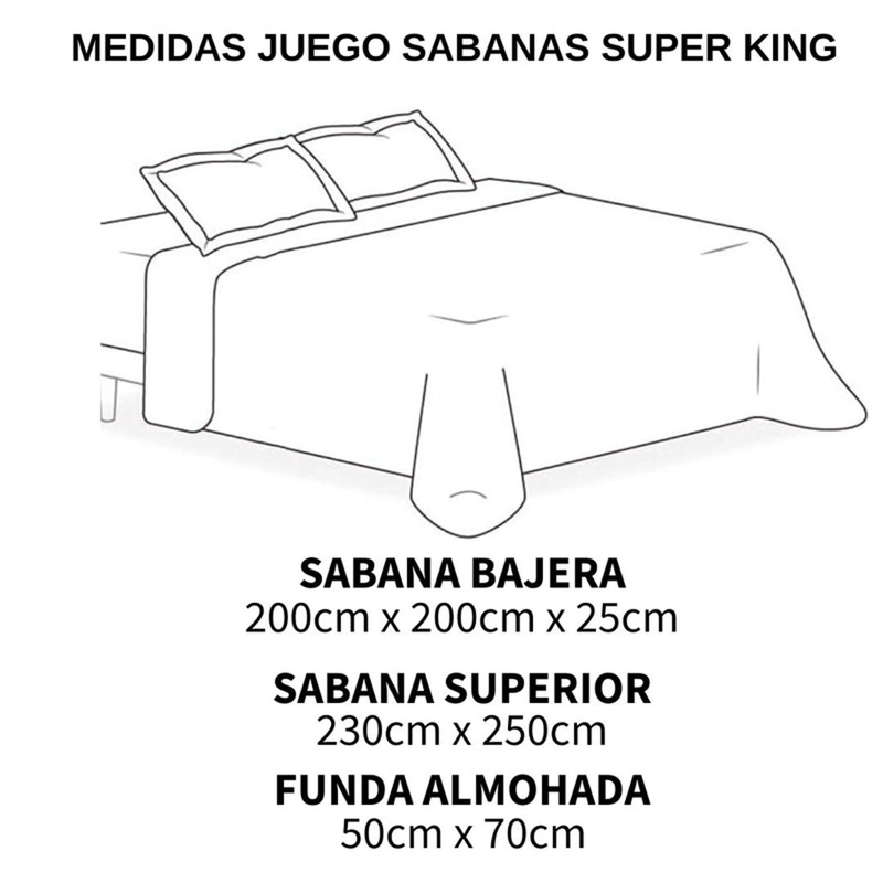 JUEGO DE SABANAS SUPER KING 100% ALGODON + 2 FUNDAS 50X70CM TAMAÑO SUPER KING NEGRO - 4