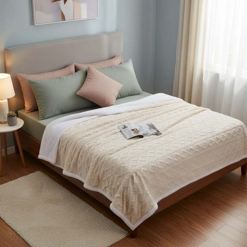 FRAZADA CON CHIPORRO POLAR CAMAS KING - 2 PLAZAS 220X230CM TAMAÑO KING GRIS - 1