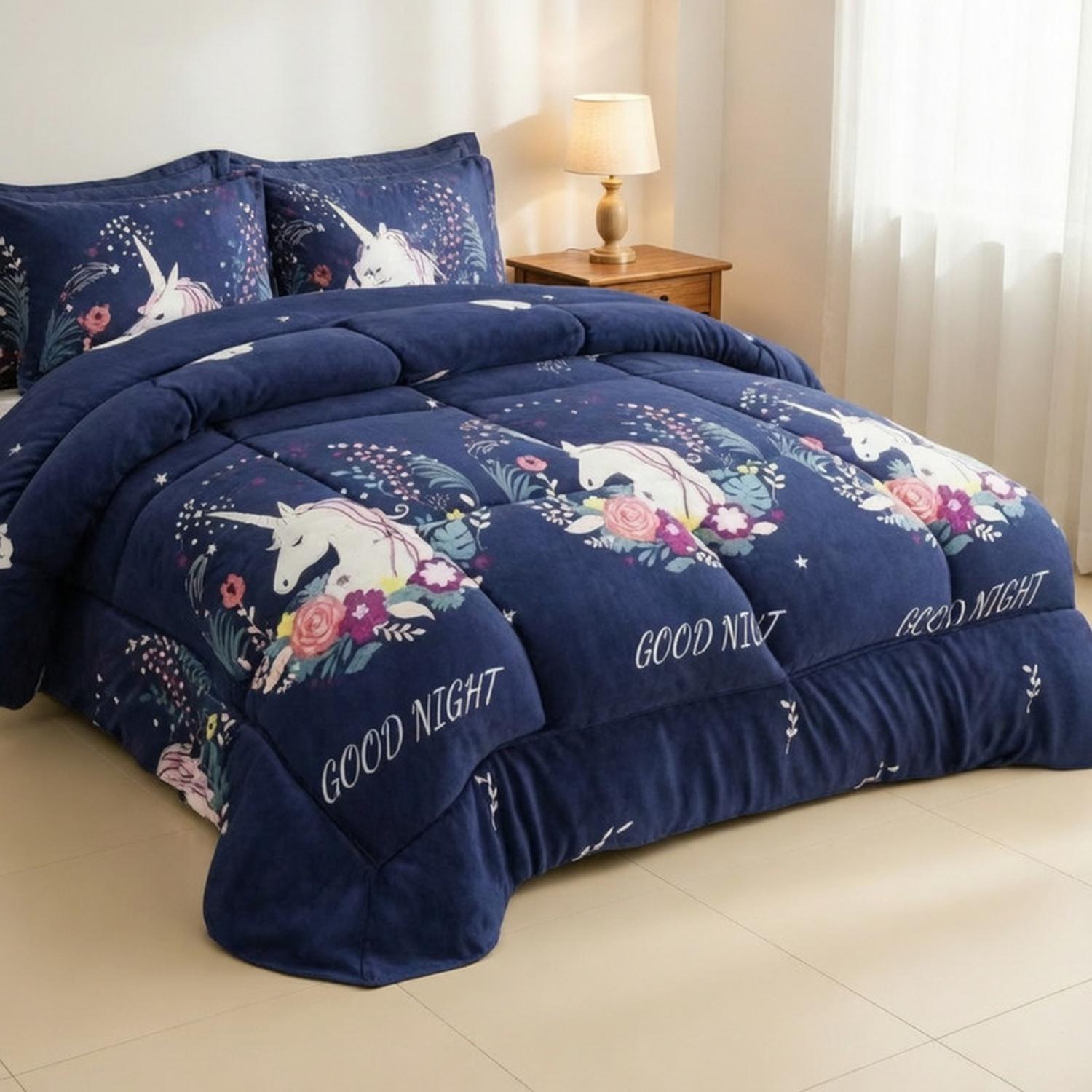 COBERTOR PLUSH LISO 1.5 PLAZAS CON CHIPORRO 1 FUNDA ALMOHADA TAMAÑO 1,5 PLAZAS - 1