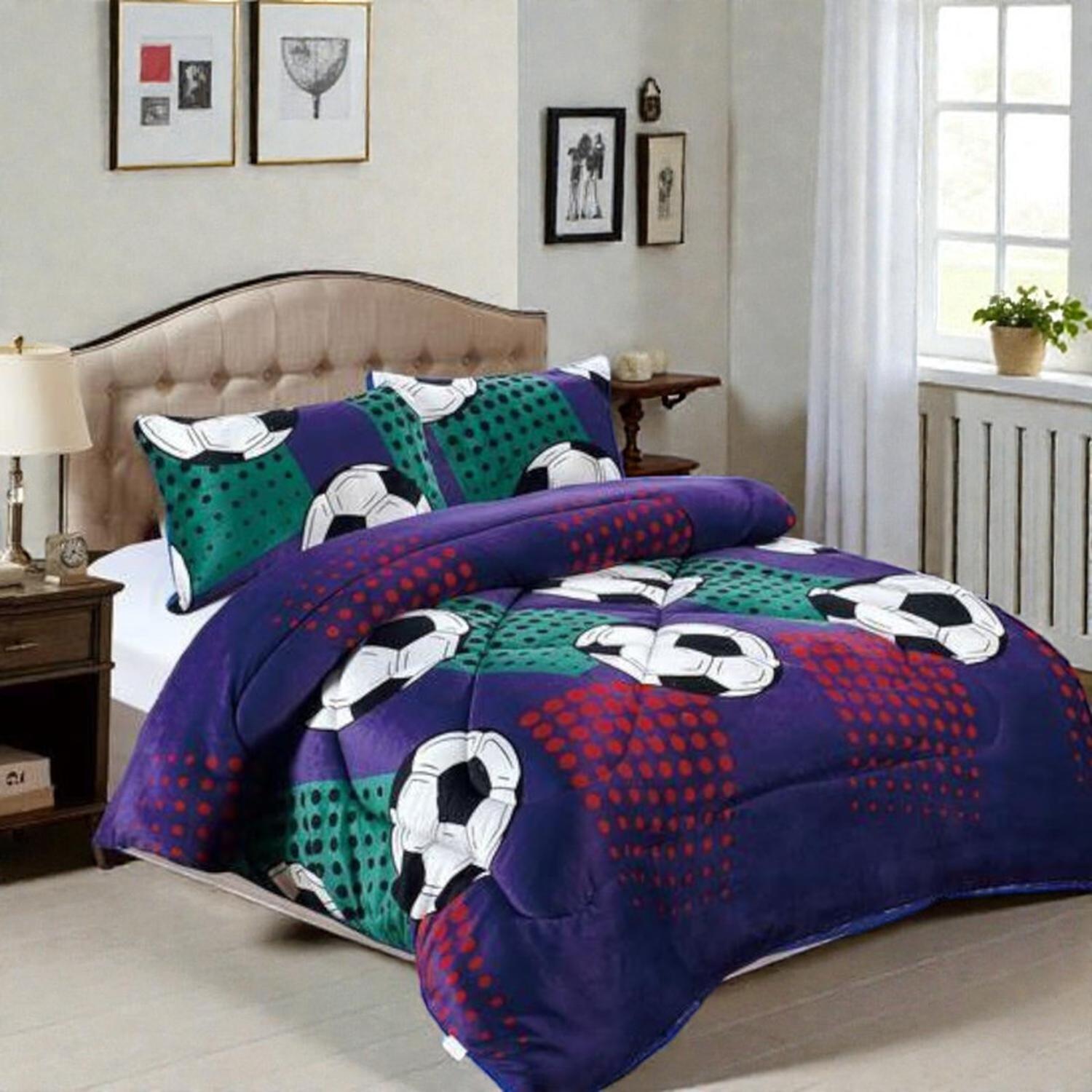 COBERTOR PLUSH LISO 1.5 PLAZAS CON CHIPORRO 1 FUNDA ALMOHADA TAMAÑO 1,5 PLAZAS - 1