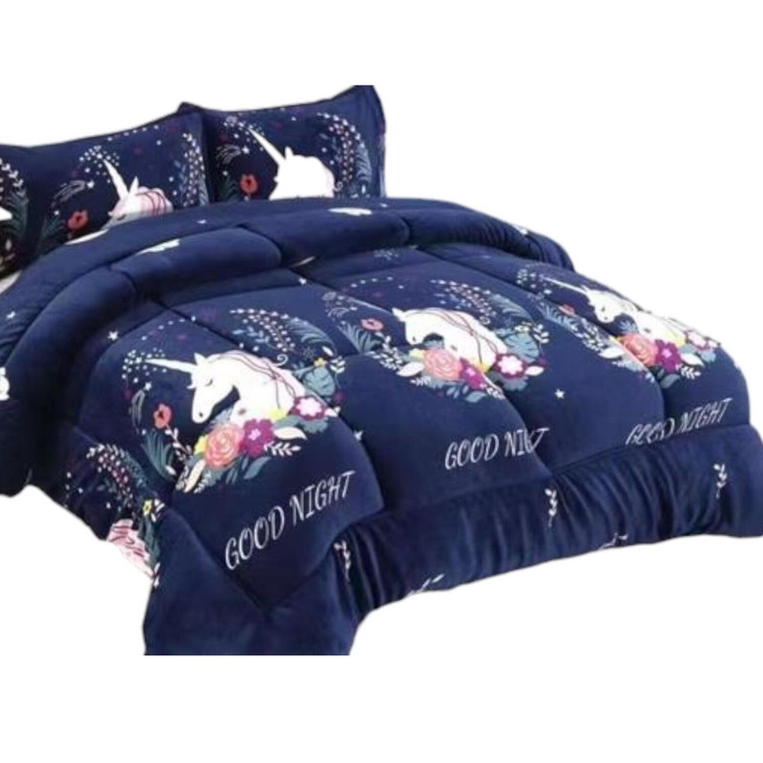 COBERTOR PLUSH LISO 1.5 PLAZAS CON CHIPORRO 1 FUNDA ALMOHADA TAMAÑO 1,5 PLAZAS - 1