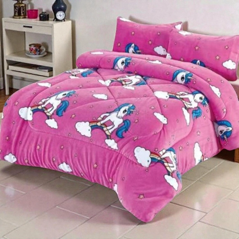 COBERTOR PLUSH LISO 1.5 PLAZAS CON CHIPORRO 1 FUNDA ALMOHADA TAMAÑO 1,5 PLAZAS - 1