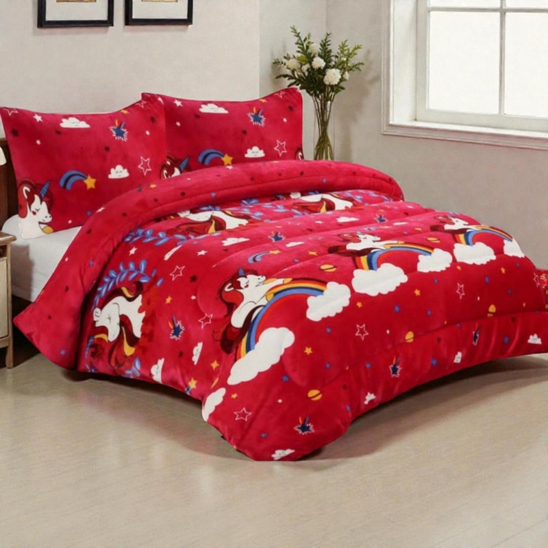 COBERTOR PLUSH LISO 1.5 PLAZAS CON CHIPORRO 1 FUNDA ALMOHADA TAMAÑO 1,5 PLAZAS - 1