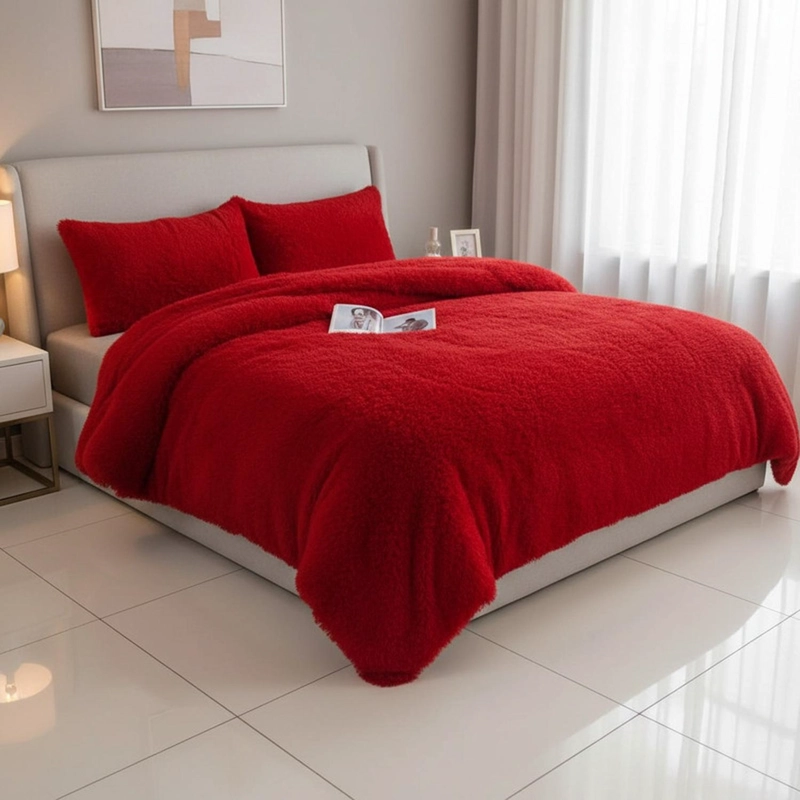 COBERTOR PELUDO CON CHIPORRO DE 1.5 PLAZA + 1 FUNDA ALMOHADA TAMAÑO 1,5 PLAZAS LISA - 1