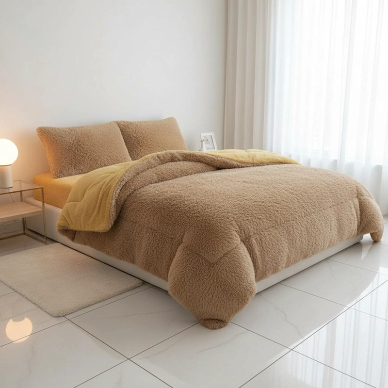 COBERTOR PELUDO CON CHIPORRO DE 1.5 PLAZA + 1 FUNDA ALMOHADA TAMAÑO 1,5 PLAZAS LISA - 1
