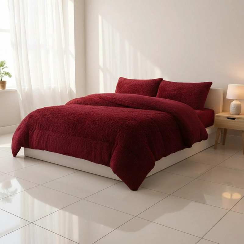 COBERTOR PELUDO CON CHIPORRO 2 PLAZA + 2 FUNDAS ALMOHADA TAMAÑO 2 PLAZAS LISA - 1