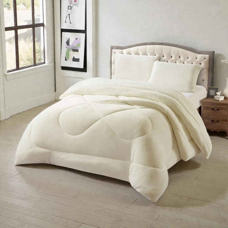 PLUMON PLUSH LISO CON CHIPORRO 2 PLAZAS + 2 FUNDAS ALMOHADA TAMAÑO 2 PLAZAS BLANCO TF - 1
