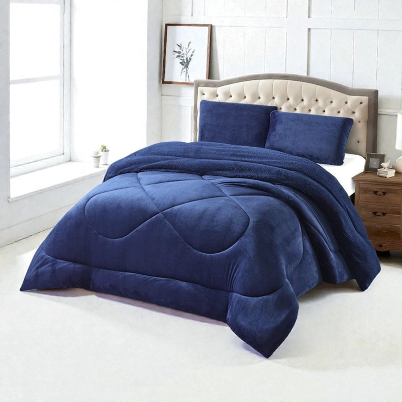 PLUMON PLUSH LISO CON CHIPORRO 2 PLAZAS + 2 FUNDAS ALMOHADA TAMAÑO 2 PLAZAS AZUL TF - 1