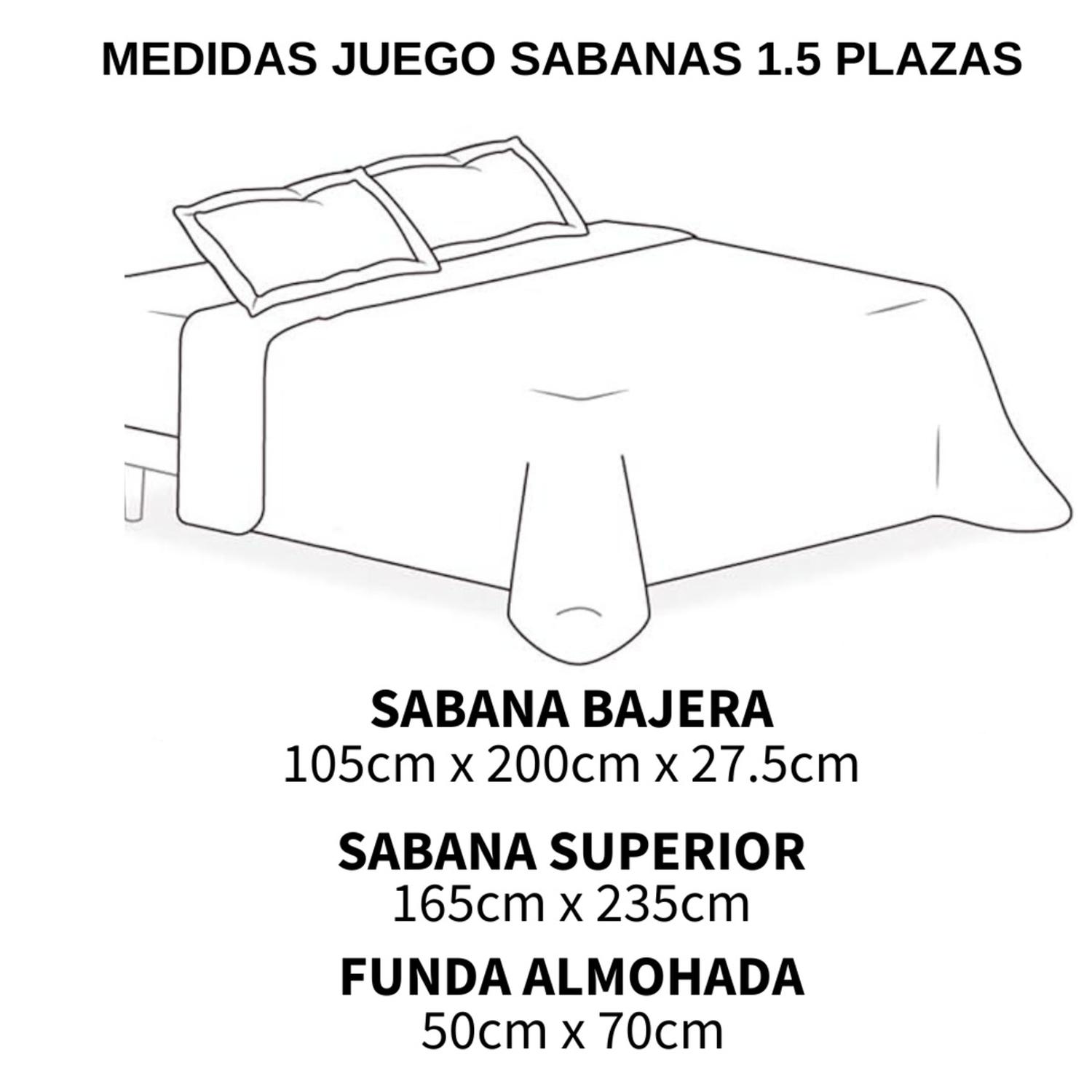 JUEGO DE SABANAS DE 200 HILOS CAMA 1.5 PLAZAS + 1 FUNDA TAMAÑO 1,5 PLAZAS - 2
