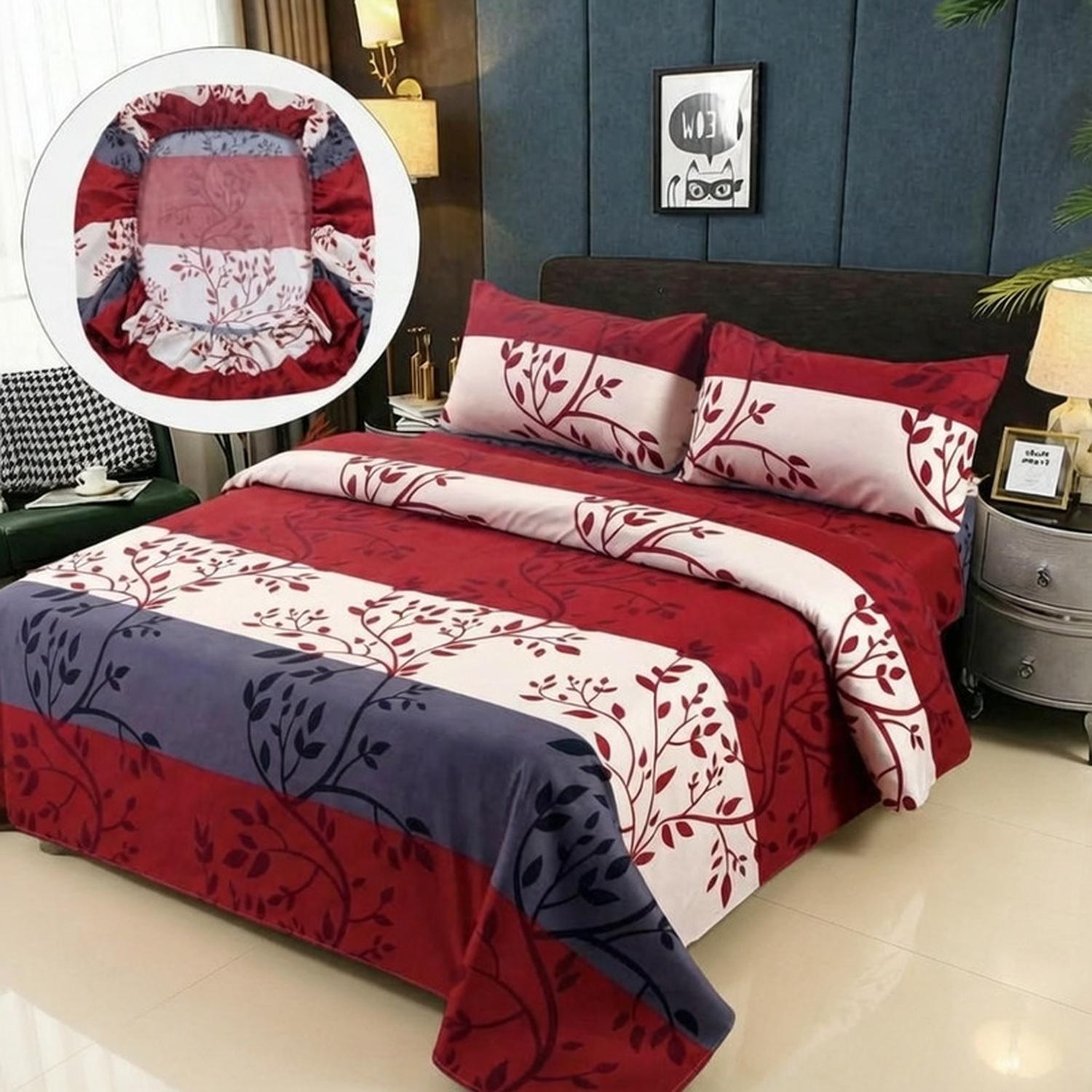 JUEGO DE SABANAS 2 PLAZAS 100% ALGODON + 2 FUNDAS ALMOHADA TAMAÑO 2 PLAZAS LISO - 1