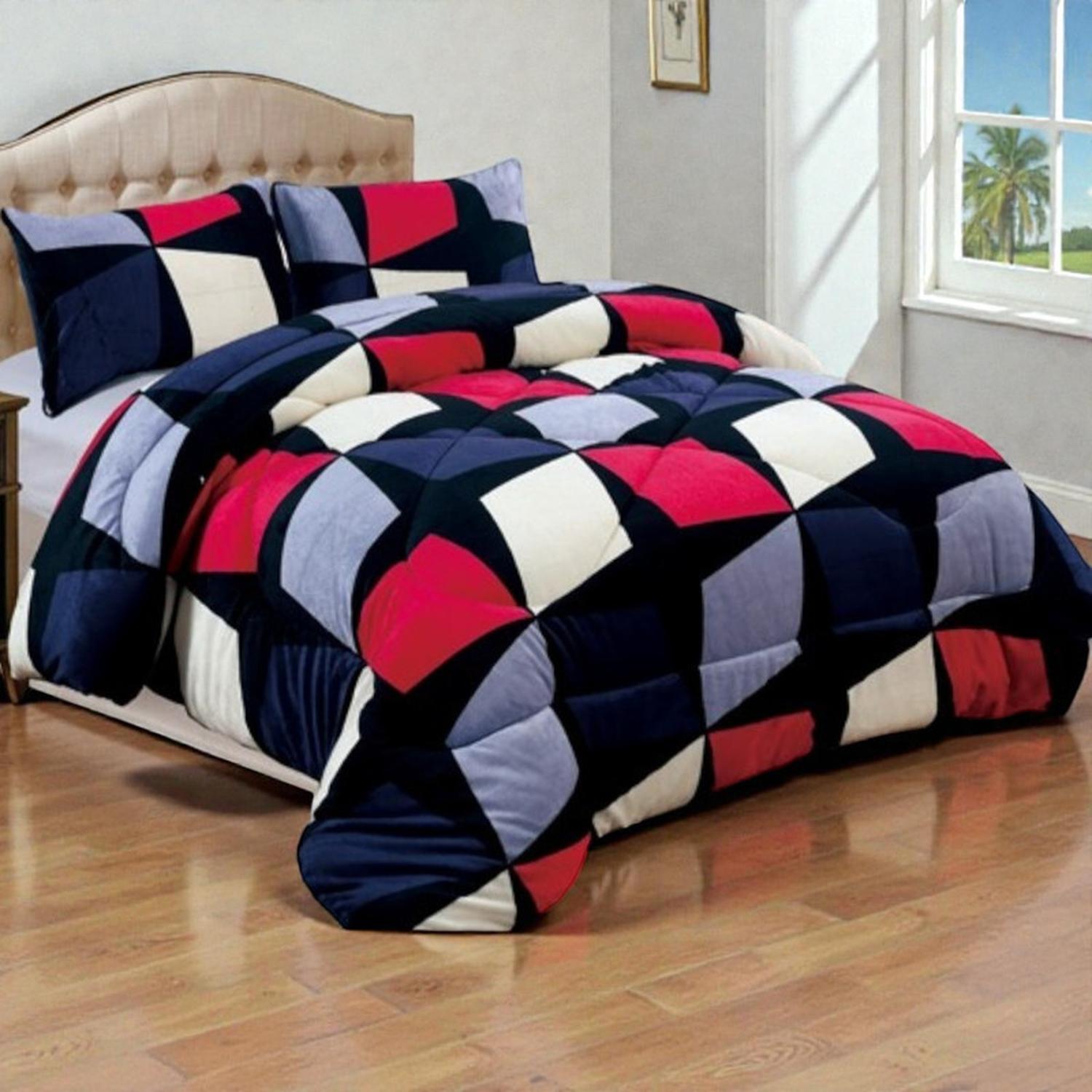 PLUMON PLUSH LISO CON CHIPORRO 2 PLAZAS + 2 FUNDAS ALMOHADA TAMAÑO 2 PLAZAS DISEÑO RS 26 - 1