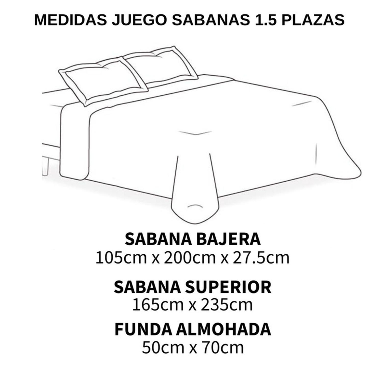 JUEGO DE SABANAS 1.5 PLAZA 144 HILOS MAS 1 FUNDA DE ALMOHADA TAMAÑO 1,5 PLAZAS - 2
