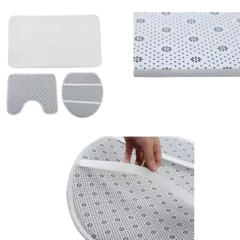 JUEGO DE BAÑO SET DE 4 PIEZAS CORTINA + TAPA WC + 2 ALFOMBRA - 6