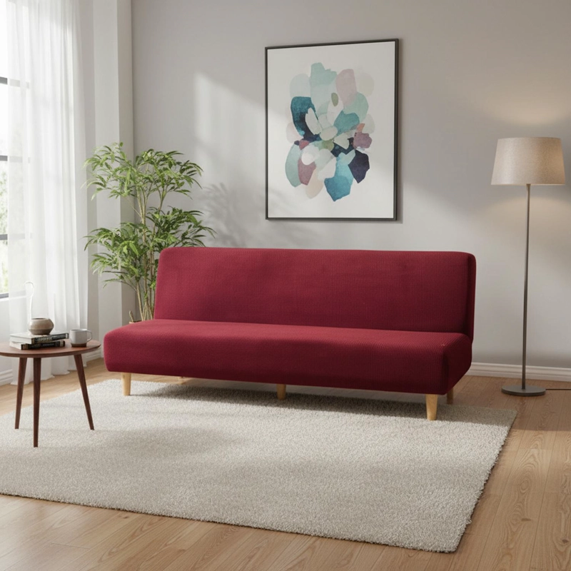FUNDAS CUBRE FUTON CUADRILLE ELASTICADA TELA TEXTURIZADA COLOR CAFE OSCURO - 1