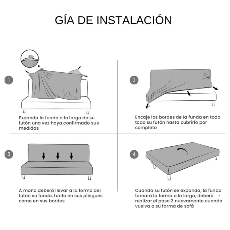 FUNDAS CUBRE FUTON CUADRILLE ELASTICADA TELA TEXTURIZADA COLOR CAFE OSCURO - 4