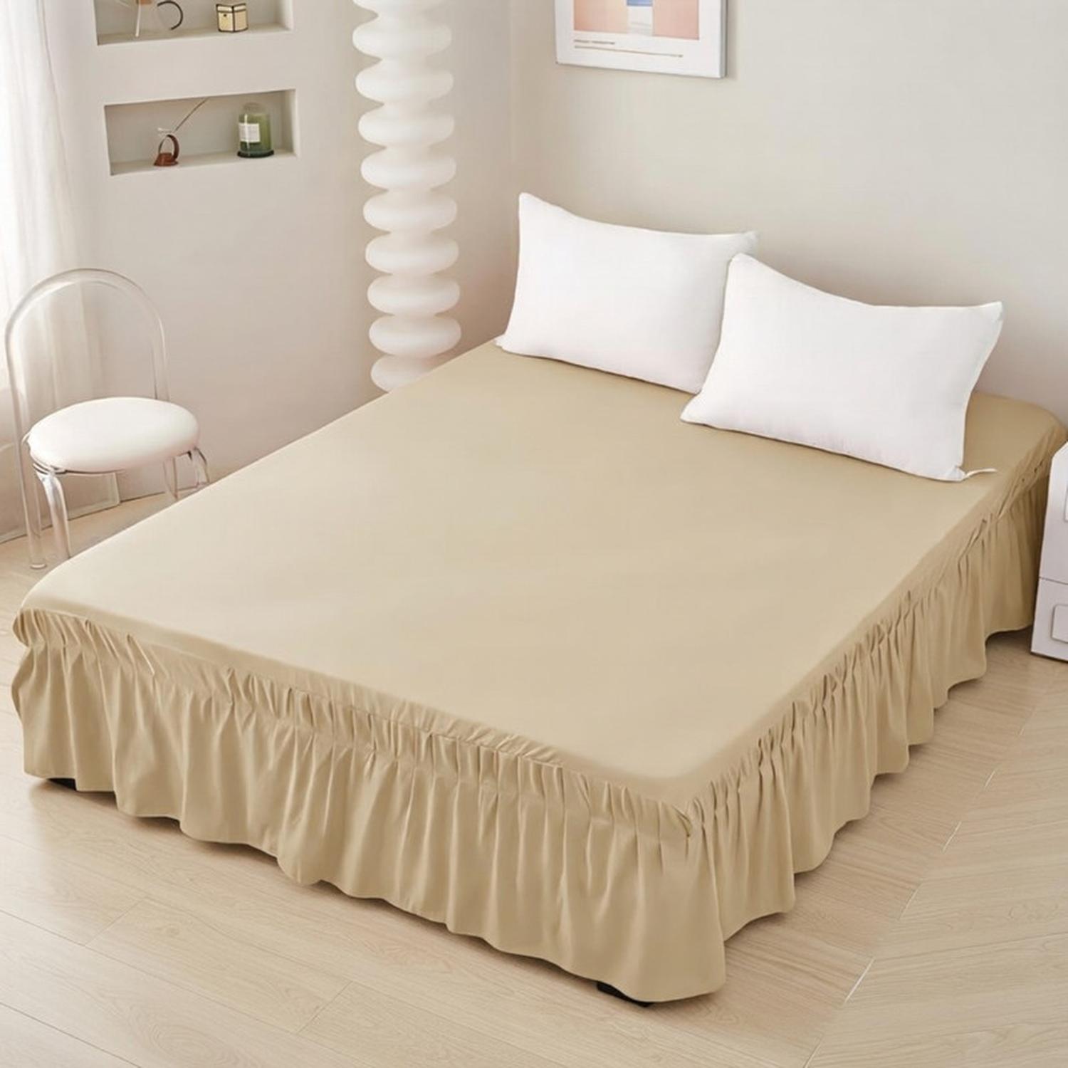 FALDON DE 2 PLAZAS PARA CAMA ELASTICADOS UNICOLOR POLIE STER TAMAÑO 2 PLAZAS LISA - 1