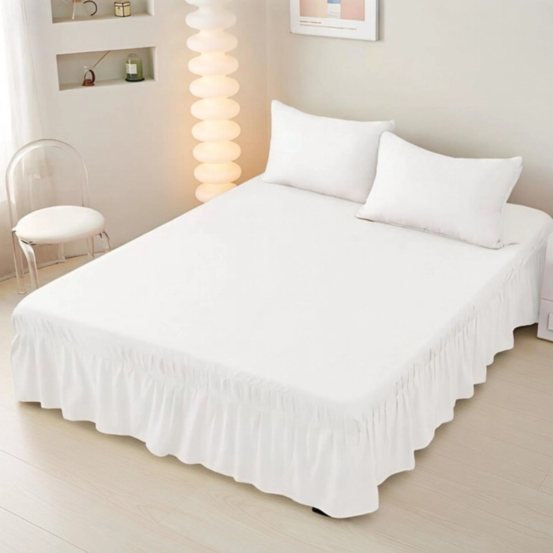 FALDON DE 2 PLAZAS PARA CAMA ELASTICADOS UNICOLOR POLIE STER TAMAÑO 2 PLAZAS LISA - 1