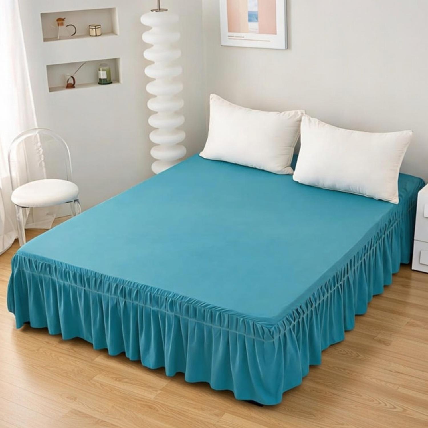 FALDON DE 2 PLAZAS PARA CAMA ELASTICADOS UNICOLOR POLIE STER TAMAÑO 2 PLAZAS LISA - 1