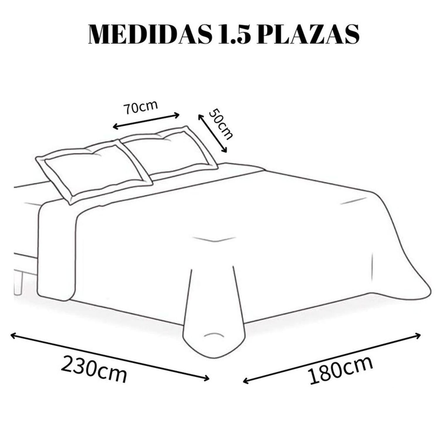 CUBRECAMA DE ALGODON DE 1.5 PLAZAS CON POMPONES + 1 FUNDA TAMAÑO 1,5 PLAZAS LISA - 2