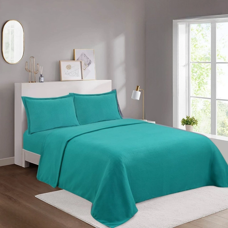 SET DE SABANAS TERMICAS POLAR MAS 1 DE ALMOHADA FUNDA 1.5 PLAZA TURQUESA - 1