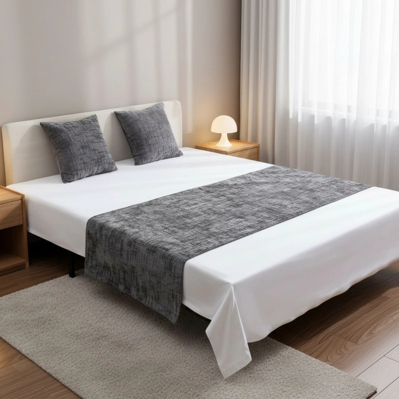 JUEGO DE PIECERA CHENILLE MEDIDA 70X210CM PIE DE CAMA GRIS - 1