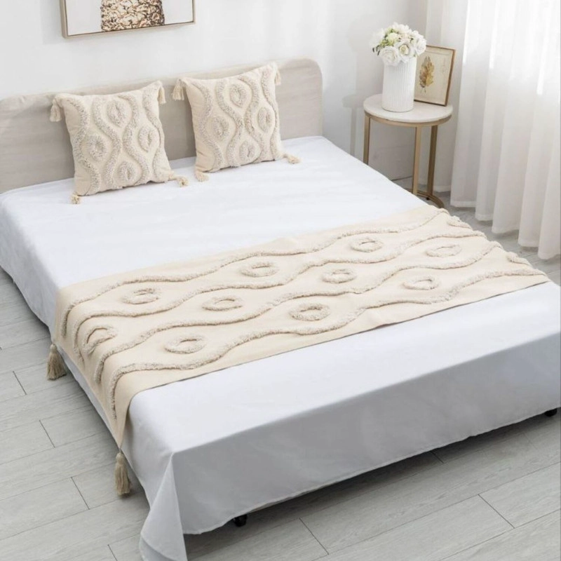 JUEGO DE PIECERA BOHO CON RELIEVE MEDIDA 210X70CM + 2 FUNDAS - 1