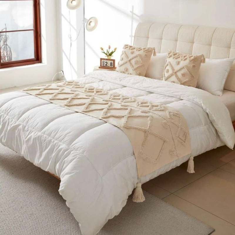 JUEGO DE PIECERA BOHO CON RELIEVE MEDIDA 210X70CM + 2 FUNDAS - 1