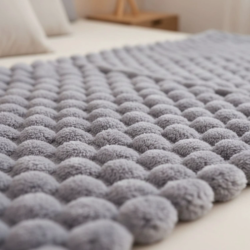 JUEGO DE PIECERA PELUDA TEXTURIZADA MEDIDA 70X190CM PIE DE CAMA GRIS - 4