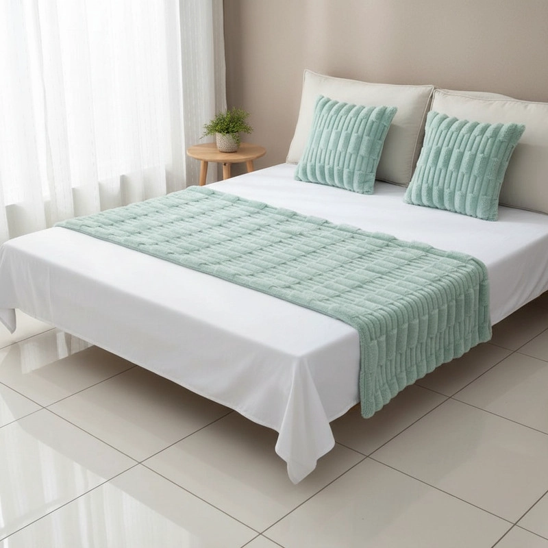 JUEGO DE PIECERA TEXTURIZADA MEDIDA 70X210CM PIE DE CAMA MENTA - 1