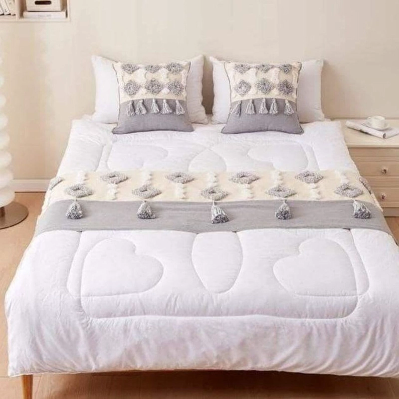 JUEGO DE PIECERA BOHO CON RELIEVE MEDIDA 210X70CM + 2 FUNDAS - 1