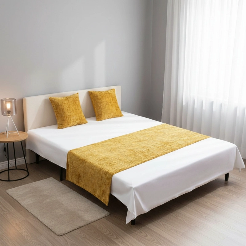 JUEGO DE PIECERA CHENILLE MEDIDA 70X210CM PIE DE CAMA AMARILLO - 1