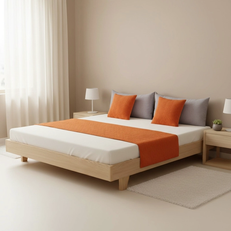 JUEGO DE PIECERA DE TERCIOPELO PLUSH MEDIDA 70X210CM PIE DE CAMA  NARANJA - 1