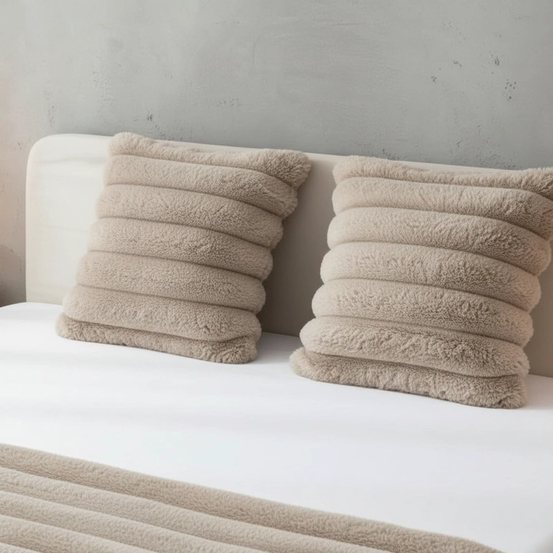 JUEGO DE PIECERA PELUDA TEXTURIZADA MEDIDA 70X210CM PIE DE CAMA ROSADO - 5