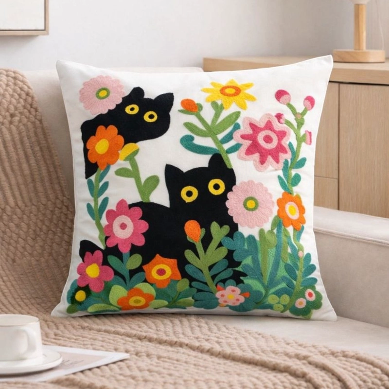 PACK DE 2 COJINES + 2 FUNDAS BORDADAS CON CIERRE OCULTO MEDIDA 45X45CM - 1