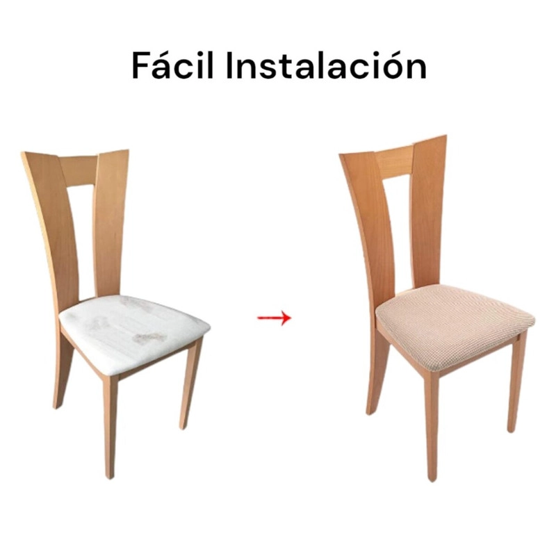 SET DE 6 FUNDAS PARA ASIENTO DE SILLAS ELASTICADAS TEXTURIZADA CUADRILLE COLOR GRIS - 3