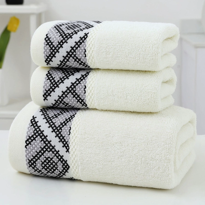 SET 3 TOALLAS DE BAÑO 100% ALGODON BORDADAS CUERPO Y MANOS BLANCO - 1