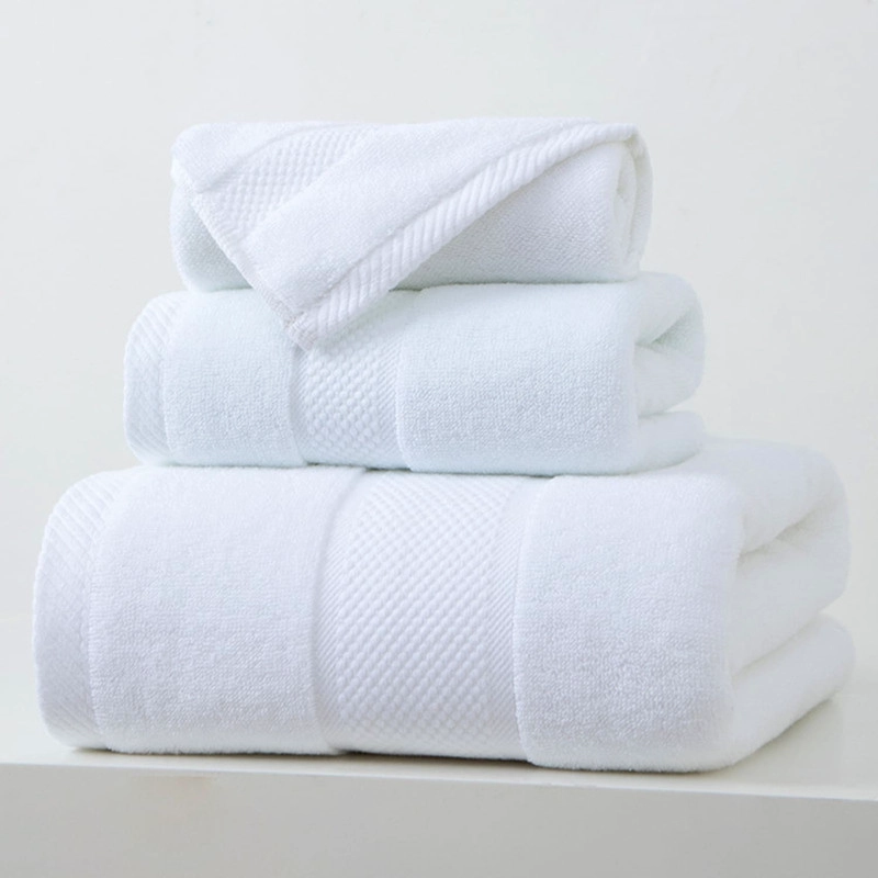 SET DE 3 TOALLAS DE BAÑO 100% ALGODON DE CUERPO Y MANOS BLANCO - 1