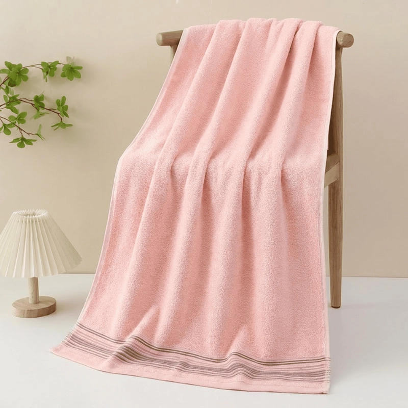 PACK 3 TOALLAS DE BAÑO 100% ALGODON BORDADAS CUERPO Y MANOS ROSADO - 2