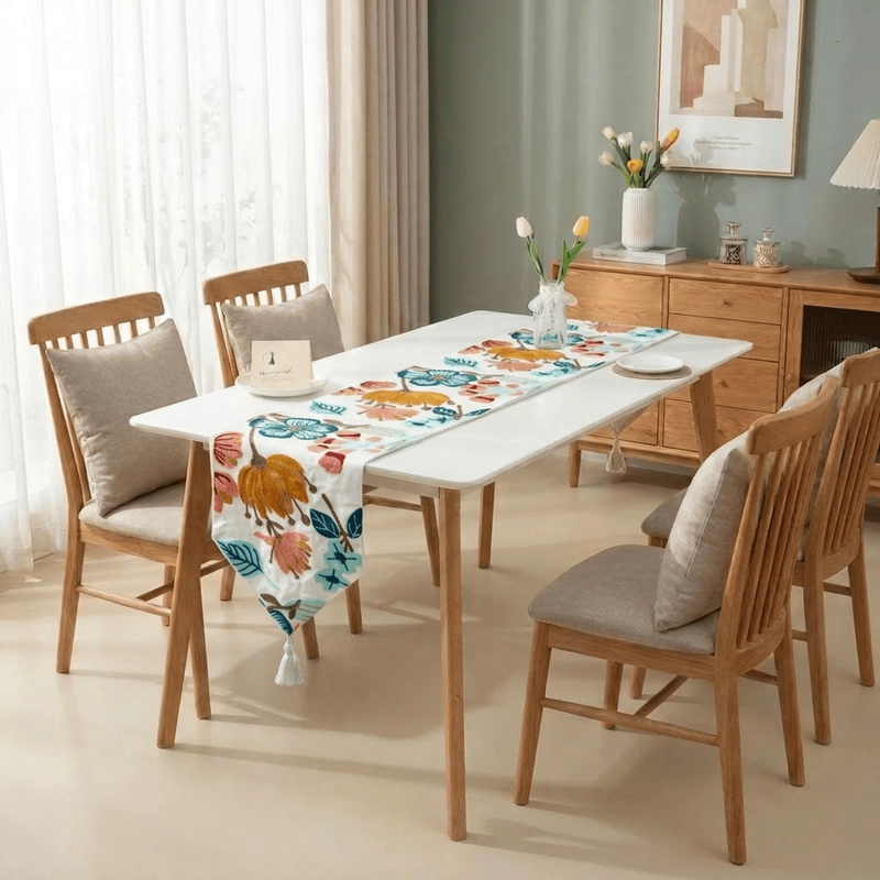 CAMINO DE MESA CON DISEÑO BORDADO MEDIDA 33X180CM CORREDOR CORREDOR DE MESA - 1