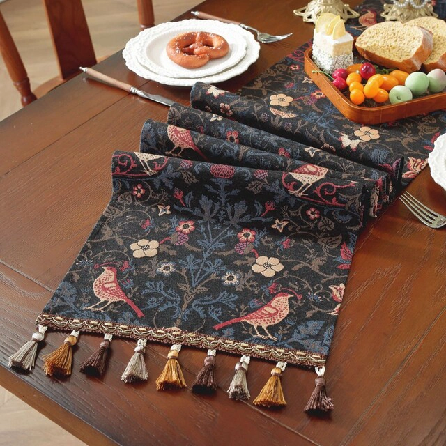 CAMINO DE MESA BOHEMIO CON FLECOS MEDIDA 30X180CM CORREDOR DE MESA - 2