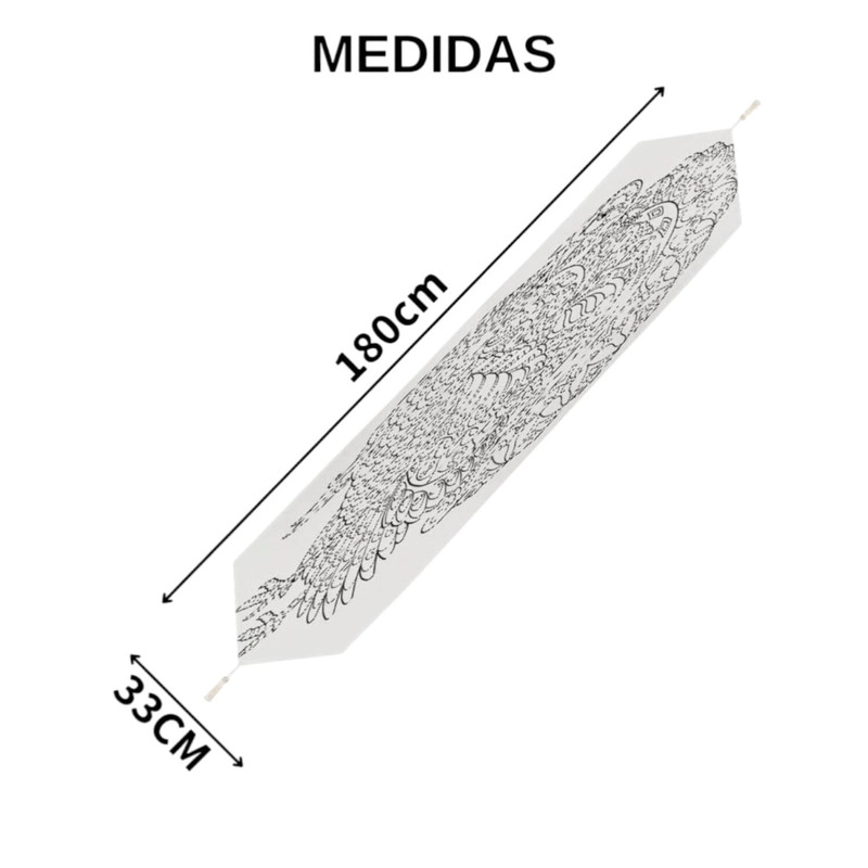 CAMINO DE MESA BOHEMIO CON FLECOS MEDIDA 30X180CM CORREDOR DE MESA - 4