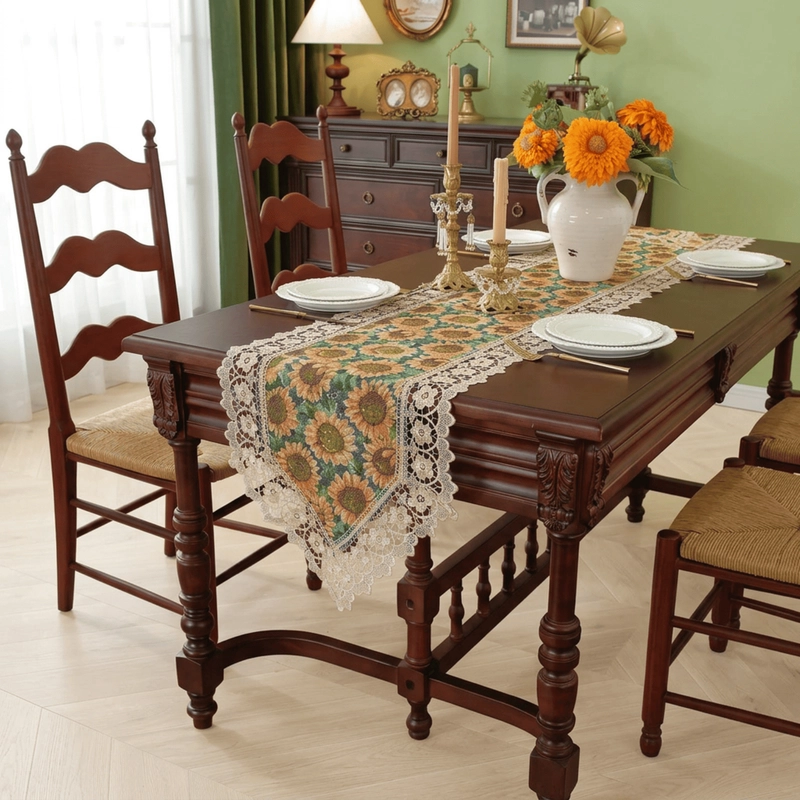 CAMINO DE MESA CON DISEÑO BOHEMIO CON ENCAJE MEDIDA 40X180CM CORREDOR CORREDOR DE MESA - 1